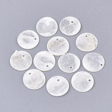 WhiteSmoke Flat Round Capiz Shell Pendants