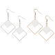 2 Pairs 2 Colors White Acrylic Rhombus Dangle Earrings(EJEW-AN0001-85)-1