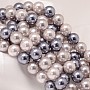 Round Shell Pearl Bead Strands, Mixed Color, 8mm, Hole: 0.8~1mm, about 46pcs/strand, 15.74 inch