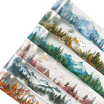 6 Rolls 6 Colors Mountain Forest Theme Plastic Adhesive Tapes, Waterproof Decorative Sticker Roll Tape, for Card-Making, Scrapbooking, Diary, Planner, Envelope & Notebooks, Mixed Color, 45mm, about 2.19 Yards(2m)/roll, 1 roll/color(DIY-CP0011-87)