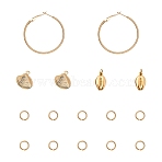 304 Stainless Steel Hoop Earrings Making Kits, with Shell Shape Pendants, Golden, Hoop Earrings: 12 Gauge, 42x39.5x2mm, pin: 1mm, 2pcs/box(STAS-UN0009-16G)