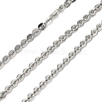 304 Stainless Steel Flat Round Link Chains, Soldered, with Spool, Stainless Steel Color, 3.5x0.5mm(CHS-K026-01B-P)
