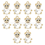 10Pcs Alloy Glass Pendants, Bear with Heart, Faceted, with Rhinestone, Clear, 21.1x14.3mm(GLAA-YW0005-41G-01)