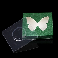 Paper Folding Boxes, Empty Eyelash Packaging Box, with Clear Heart Window, Square, Green, 7.2x7.2x1.2cm(CON-WH0072-73G)