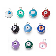 Double-sided Platinum Plated Alloy Enamel Charms, Evil Eye, Mixed Color, 13x10x5.2mm, Hole: 1.6mm(ENAM-WH0046-B-M)