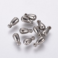 201 Stainless Steel Charms, Chain Tags, Teardrop, Stainless Steel Color, 7x3.5mm, Hole: 1mm(STAS-F230-01P)