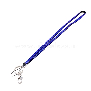 Polyester Card Holder Lanyard, with Resin Rhinestones and Alloy Lobster Clasp, Blue, 458mm(OCOR-WH0020-12A)