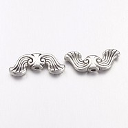 Tibetan Style Alloy Beads, Lead Free & Cadmium Free, Antique Silver Color, Wing, 19x7.5x3.5mm, Hole: 1.5mm(TIBEB-EA9130Y-LF)