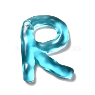 Transparent Resin Alphabet Pendants, Letter Charms, Letter.R, 41~45x33~52.5x8mm, Hole: 3.5mm(RESI-C028-02R)