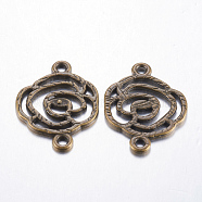 Tibetan Style Links connectors, Alloy, Cadmium Free & Lead Free & Nickel Free, Flower, Antique Bronze Color, 26x20x1mm, Hole: 2mm, 17pcs/31g(TIBEB-EA10947YKG-AB-FF)