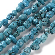 Synthetic Turquoise Beads Strands, Dyed, Nuggets, 5.5~16.5x5.5~17x5.5~9mm, Hole: 1.4mm, about 44~51pcs/strand, 17.05 inch(43.3cm)(G-C161-B01-01)