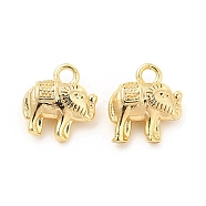 Brass Charms, Elephant Charm, Real 18K Gold Plated, 9x8x4mm, Hole: 1.5mm(KK-G447-04G)