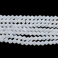 Imitation Jade Frosted Glass Bead Strands, Faceted Bicone, Clear, 4.5x3.5~4mm, Hole: 1mm, about 87~89pcs/strand, 13.98''~13.39''(33.5~34cm)(X1-GLAA-F029-JM4MM-B05)