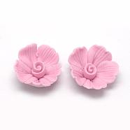 Handmade Porcelain Cabochons, Flower, Pearl Pink, 17~18x17~18x7~8mm(PORC-S1008-34D)
