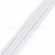Glass Silk Stain Style Beads Strands, Tube, Creamy White, 1.5~5x2mm, Hole: 0.8mm, about 185~187pcs/strand, 15.55 inch~15.75 inch(39.5~40cm)(GLAA-N047-001A-07)