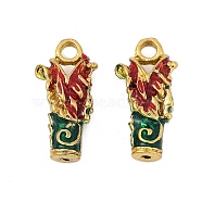 Alloy Enamel Pendants, Rack Plating, Column Charm, Golden, 22.5x11.5x6mm, Hole: 3mm(FIND-A049-12G)