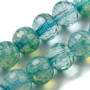 Baking Painted Glass Bead Strands, Faceted, Round, Cadet Blue, 8mm, Hole: 1.2mm, about 50pcs/strand, 14.37 inch(36.5cm)(GLAA-G116-02F)