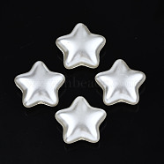 ABS Plastic Imitation Pearl Beads, Star, Creamy White, 19x20x8.5mm, Hole: 2mm, about 325pcs/500g(OACR-N008-157)
