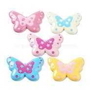 Opaque Resin Cabochons, Butterfly, Mixed Color, 26x37.5x4mm(RESI-G085-14)