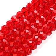 Handmade Imitate Austrian Crystal Faceted Rondelle Glass Beads, Red, 12x8mm, Hole: 1mm, about 72pcs/strand(X-G02YI0G4)