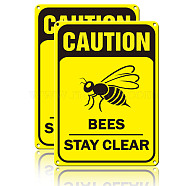 Aluminum Warning Sign, Rectangle with Word, Bees Pattern, 25x18x0.08cm(DIY-WH0220-015)