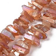 Natural Quartz Crystal Points Beads Strands, Dyed, Nuggets, Coral, 15~30x4~8x4~7mm, Hole: 1mm, 8 inch(G-K181-B22)