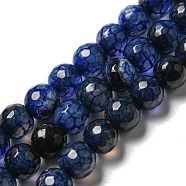 Natural Agate Beads Strands, Dyed & Heated, Round, Faceted, Midnight Blue, 6mm, Hole: 1mm, about 62pcs/strand, 14.37~14.76 inch(36.5~37.5cm)(G-C082-A01-12)