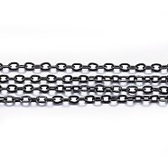 Handmade 304 Stainless Steel Cable Chains, Soldered, with Spool, Flat Oval, Electrophoresis Black, 2x1.5x0.4mm, about 65.61 Feet(20m)/roll(STAS-P213-05B-01)
