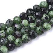 Natural Ruby in Zoisite Beads Strands, Faceted, Round, 5.5~6x6mm, Hole: 1mm, about 32pcs/strand, 7.48 inch(G-S345-6mm-003)
