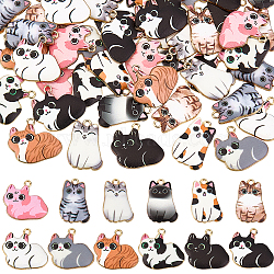 48Pcs 12 Styles Alloy Enamel Pendants, Cadmium Free & Nickel Free & Lead Free, Golden, Cat Charms, Mixed Color, 22~25x16~24x2~3mm, Hole: 1.8mm, 4pcs/style(ENAM-ME0001-33)