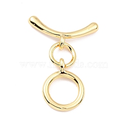 Rack Plating Brass Toggle Clasps, Long-Lasting Plated, Ring, Real 18K Gold Plated, Ring: 14x10.5x1.5mm, Hole: 1.6mm, Bar: 18x9x2mm, Hole: 1.6mm(KK-B036-09G)