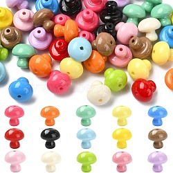 50Pcs Opaque Acrylic Beads, Mushroom, Mixed Color, 13.5x13.5mm, Hole: 1.8mm(OACR-CJ0002-65)