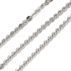 304 Stainless Steel Flat Round Link Chains, Soldered, with Spool, Stainless Steel Color, 3.5x0.5mm(CHS-K026-01B-P)