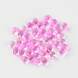 Transparent Spray Painted Resin Charms, teardrop, Orchid, 7x4.5~5mm, Hole: 1mm(RESI-R186-11)