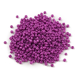 Baking Painted Opaque Glass Seed Beads, Round, Purple, 3~3.5x2~3mm, Hole: 1mm, about 10000pcs/bag(DGLA-XCP0001-09)