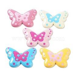 Opaque Resin Cabochons, Butterfly, Mixed Color, 26x37.5x4mm(RESI-G085-14)