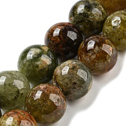 Natural Green Garnet Beads Strands, Andradite Beads, Round, 12mm, Hole: 1mm, about 32pcs/strand, 15.3 inch(39cm)(G-G661-12mm)