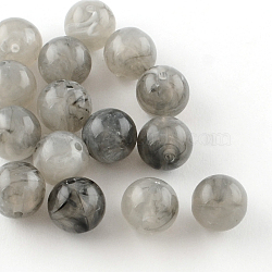 Round Imitation Gemstone Acrylic Beads, Gray, 20mm, Hole: 3mm, about 110pcs/500g(OACR-R029-20mm-04)