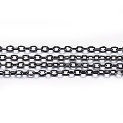 Handmade 304 Stainless Steel Cable Chains, Soldered, with Spool, Flat Oval, Electrophoresis Black, 2x1.5x0.4mm, about 65.61 Feet(20m)/roll(STAS-P213-05B-01)
