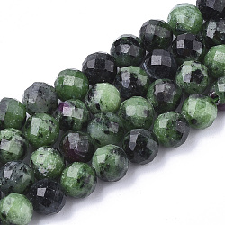 Natural Ruby in Zoisite Beads Strands, Faceted, Round, 5.5~6x6mm, Hole: 1mm, about 32pcs/strand, 7.48 inch(G-S345-6mm-003)