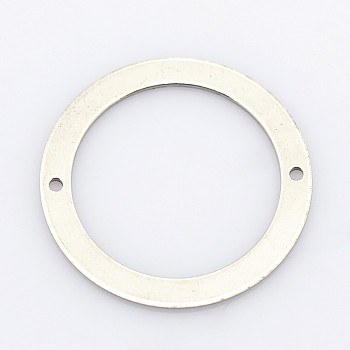 201 Stainless Steel Ring Slice Links, Stainless Steel Color, 24x1mm, Hole: 1mm