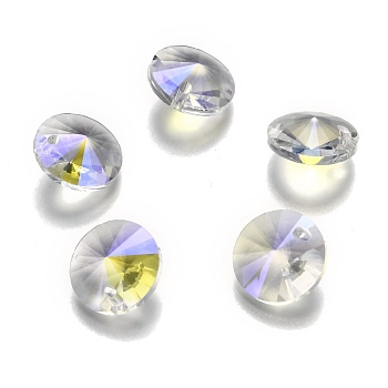 Glass Charms, Faceted, Cone, Clear, 14x7mm, Hole: 1mm