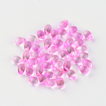Transparent Spray Painted Resin Charms, teardrop, Orchid, 7x4.5~5mm, Hole: 1mm