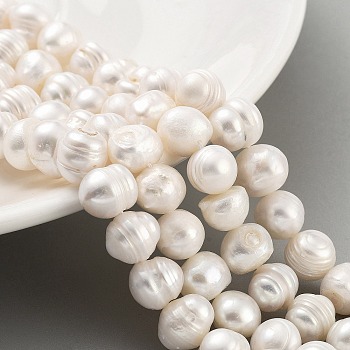 Natural Cultured Freshwater Pearl Beads Strands, Potato, Antique White, 9~10mm, Hole: 0.6mm, about 19~20pcs/strand, 6.10~6.50 (15.5~16.5cm)