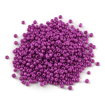 Baking Painted Opaque Glass Seed Beads, Round, Purple, 3~3.5x2~3mm, Hole: 1mm, about 10000pcs/bag