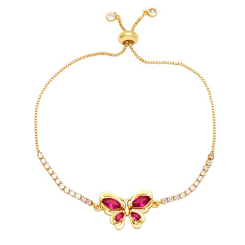 Chic and Minimalist Butterfly Bracelet with Sparkling Zircon Stones, Red, 0.1cm