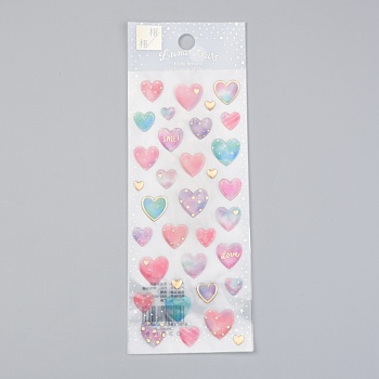 Epoxy Resin Sticker, for Scrapbooking, Travel Diary Craft, Heart Pattern, Colorful, 0.6~1.7x0.5~1.7cm