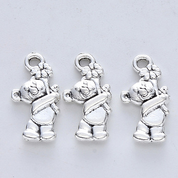 Tibetan Style Alloy Pendants, Cadmium Free & Lead Free, Bear, Antique Silver, 19x9.5x3mm, Hole: 1.6mm, about 454pcs/500g