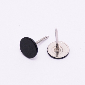Iron Flat Head Push Pins, Drawing Pins, Thumb Tack, for Home, School, Black, 16.3x10.5mm, Pin: 1.3mm