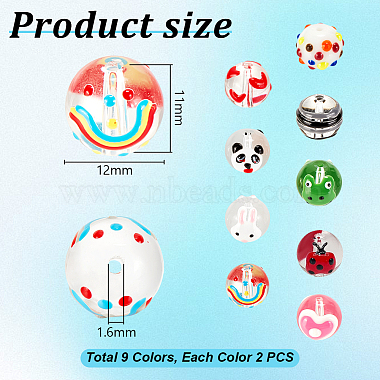 18St&uuml;ck 9 Farben handgefertigte Lampwork-Perlen(LAMP-GA0001-13)-2